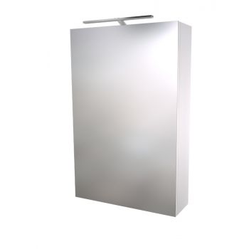 SCANDIC, spintelė su veidrodžiu, LED šviestuvas, 50cm,  balta blizgi
