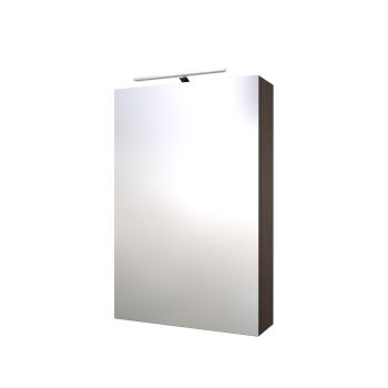 SCANDIC, spintelė su veidrodžiu, LED šviestuvas, 50cm, juodas ąžuolas