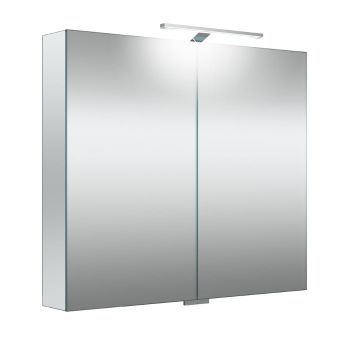 GARDA, veidrodinė spintelė su 2 dvigubo veidrodžio durelėmis su LED šviestuvu ir dugno apšvietimu, 80cm