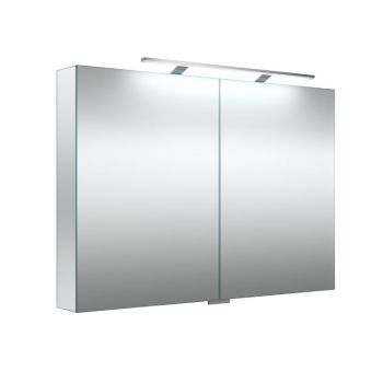 GARDA, veidrodinė spintelė su 2 dvigubo veidrodžio durelėmis su LED šviestuvu ir dugno apšvietimu, 100cm