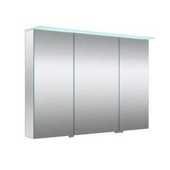 VETRO, veidrodinė spintelė su 3 dvigubo veidrodžio durelėmis su šviečiančiu LED stogeliu ir dugno apšvietimu, 100cm