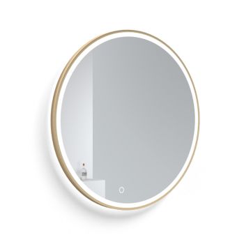 Round auksinis rėmas 80cm, Apvalus veidrodis su apšvietimu, liečiamas sensorius, IP44